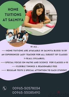 HOME TUITION AVAILABLE IN SALMIYA