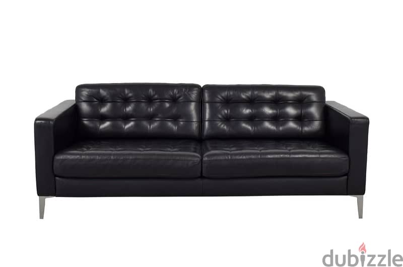 Beautiful Black Tufted Leather Sofa 0