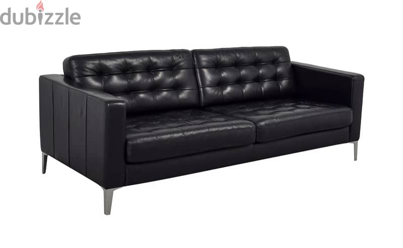 Beautiful Black Tufted Leather Sofa 1