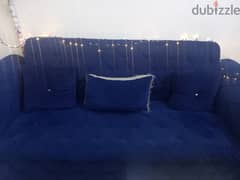 3 seater royal blue sofa in good condition with cushions