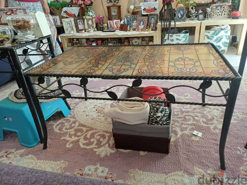 antique iron rod 2 coffee tables and 1 big table 1