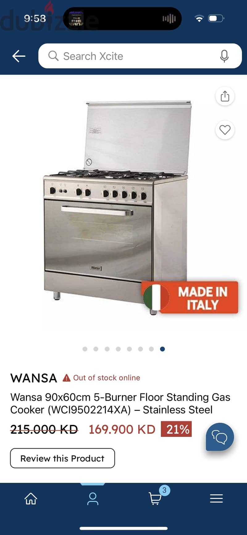 Wansa New standing gas cooker 6