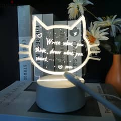 Cat Face Creative LED Message Board With Night Light 0