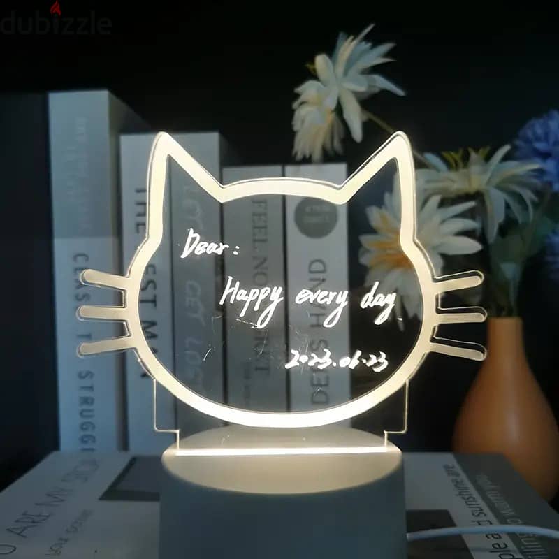 Cat Face Creative LED Message Board With Night Light 1