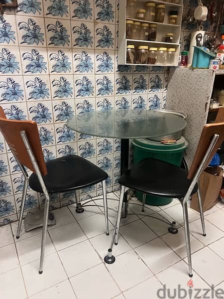Glass Round table with 2 Chairs 1