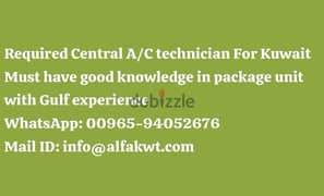 Required A/C technician in kuwait 0