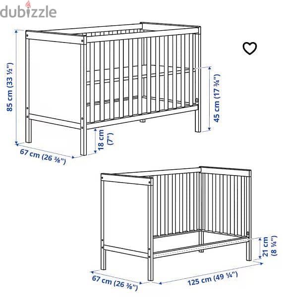 Baby bed with mattres and fence 3