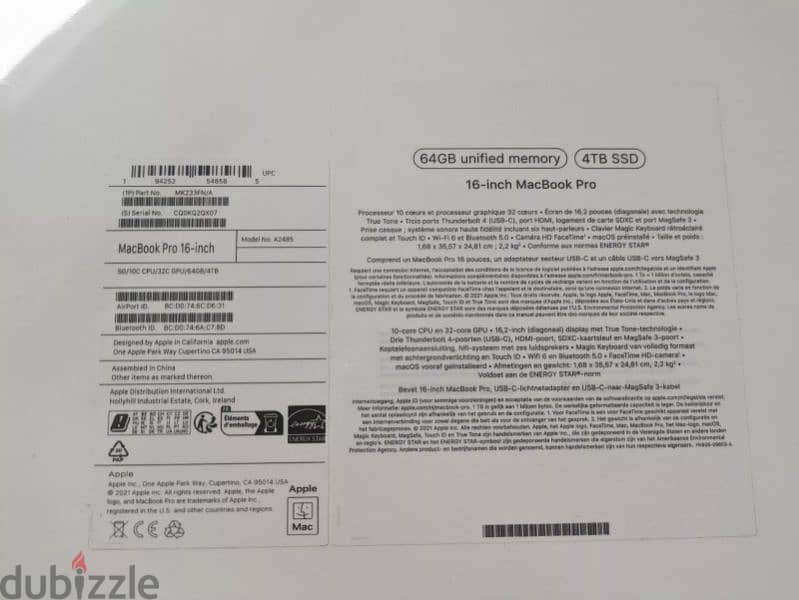 Brand New 2021 Apple MacBook Pro 16 inche M1 Max chip 64gb Ram 4TB SSD 1