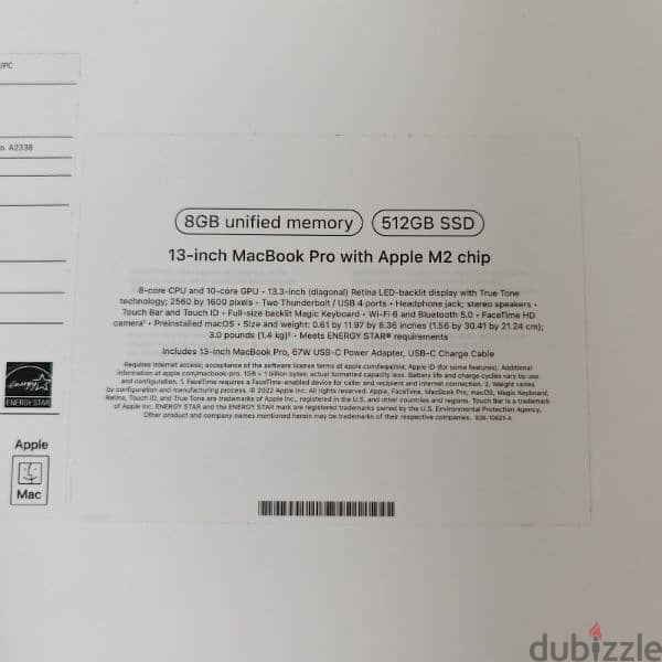 New sealed 2022 Apple MacBook Pro 13 inch M2 Chip 8GB Ram 512GB SSD 1