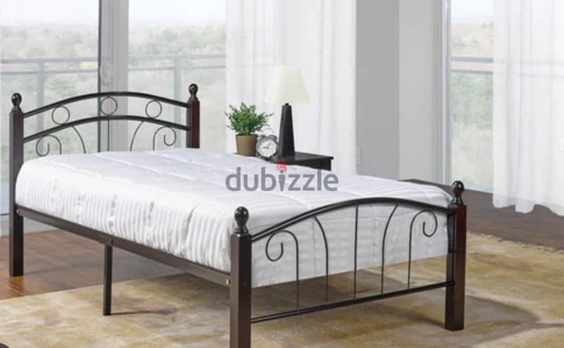 metal 2door wardrobe and single bed with mettress 0