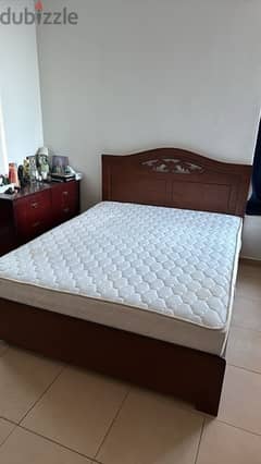 Wooden Bed frame with mattress