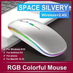 Rechargeable Wireless Mouse for Computer PC Laptop iPad Tablet with RG