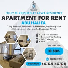 Fully Furnished 2 Bedroom Apartment For Rent_Arwa Residence_Abu Halifa 0