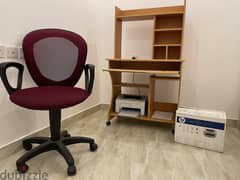 HP Laser Printer, Computer Table and Computer Chair for sale