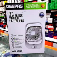 Geepas Rechargeable Fan With LED 0