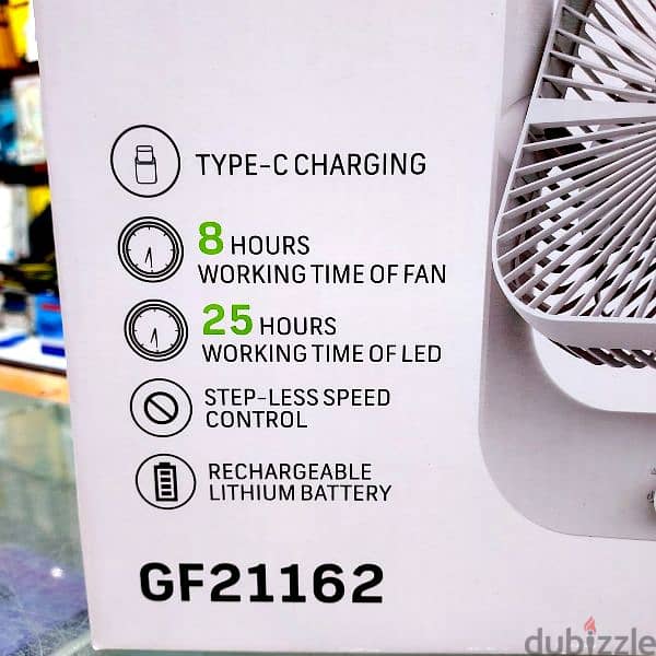Geepas Rechargeable Fan With LED 3