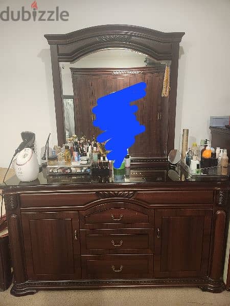 6 door cupboard, two night stands, dressing table, chest of drawers 7