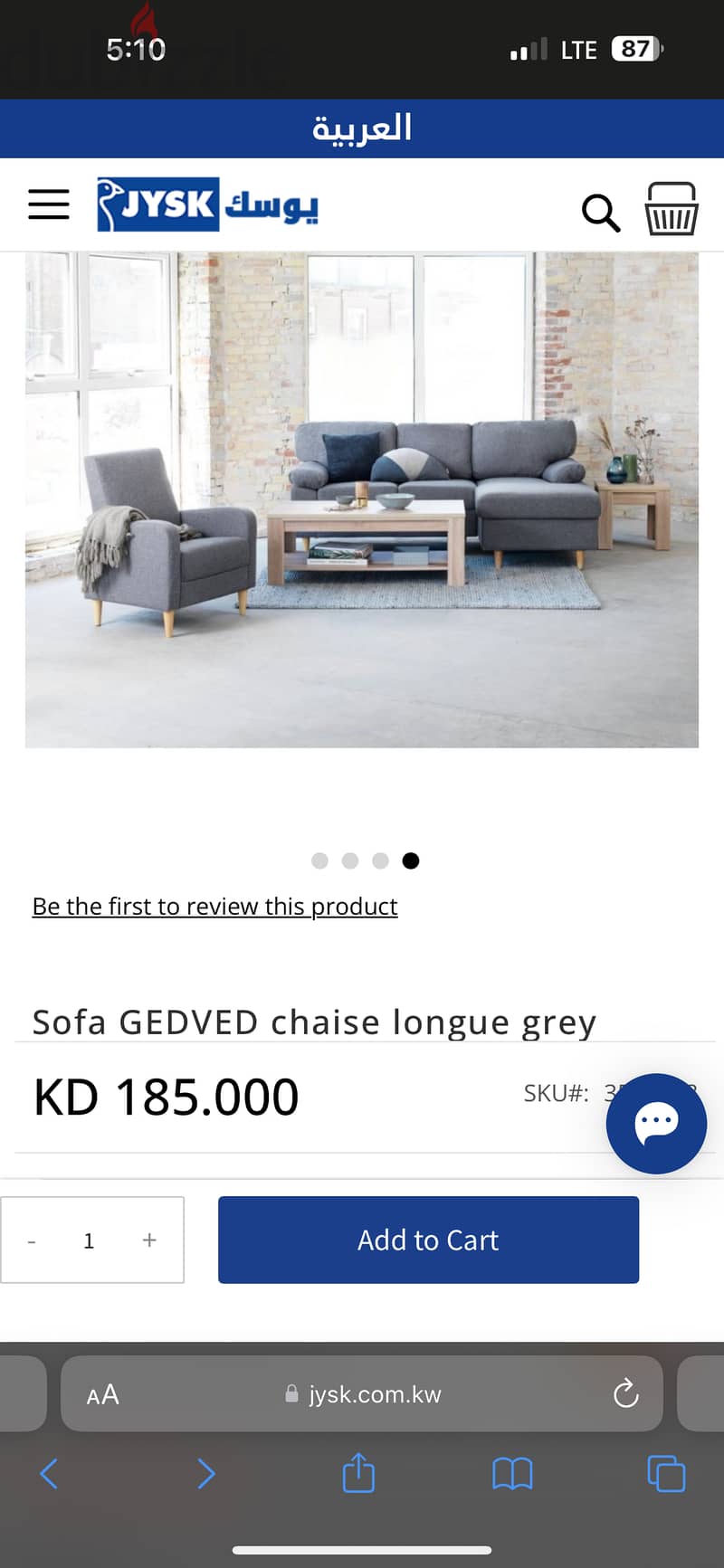 JYSK - Sofa  chaise longue light grey (left side) 3