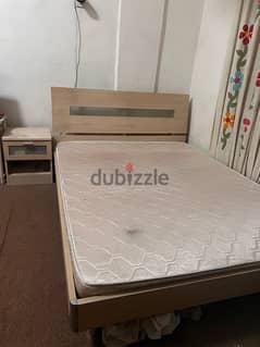 Queen Bed Frame + Bedside Table + Medicated mattress 0