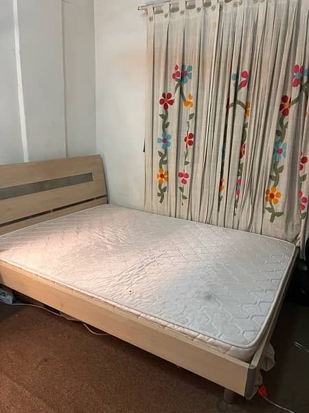 Queen Bed Frame + Bedside Table + Medicated mattress 2