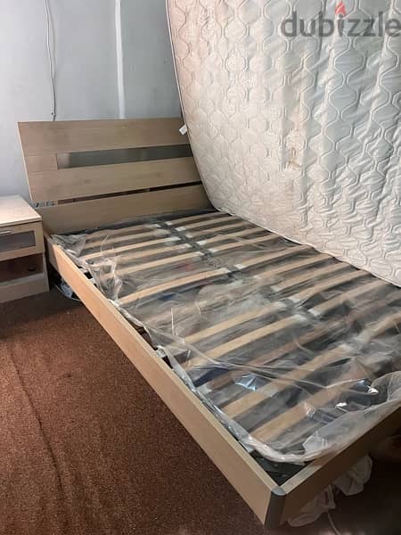 Queen Bed Frame + Bedside Table + Medicated mattress 3
