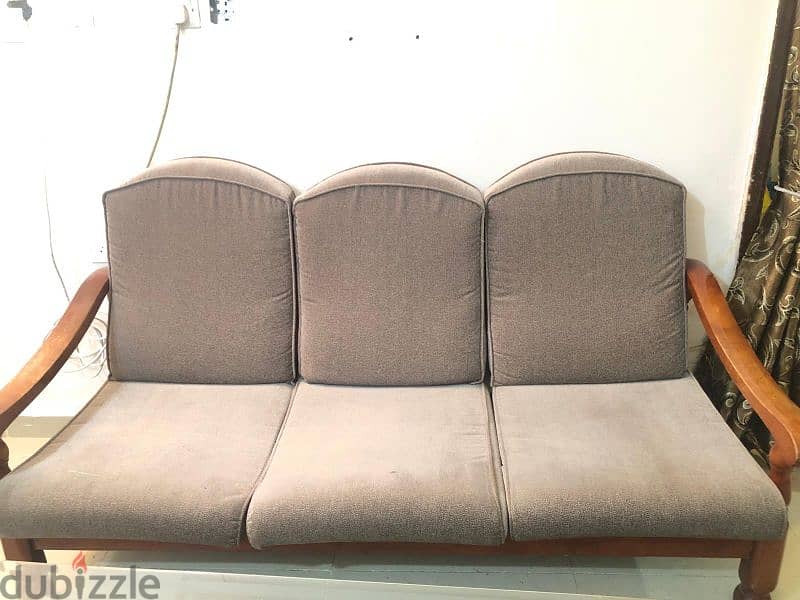 5 seater grey wooden sofa(3+1+1) 2