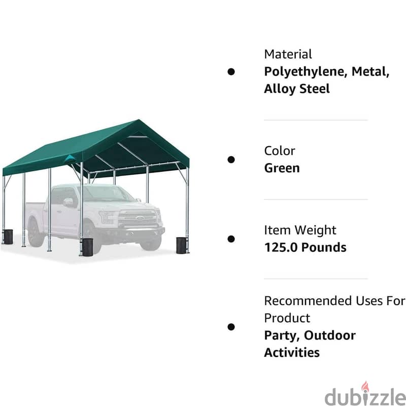ADVANCE OUTDOOR Upgraded 10'x20' Steel Carport with Adjustable Height 1