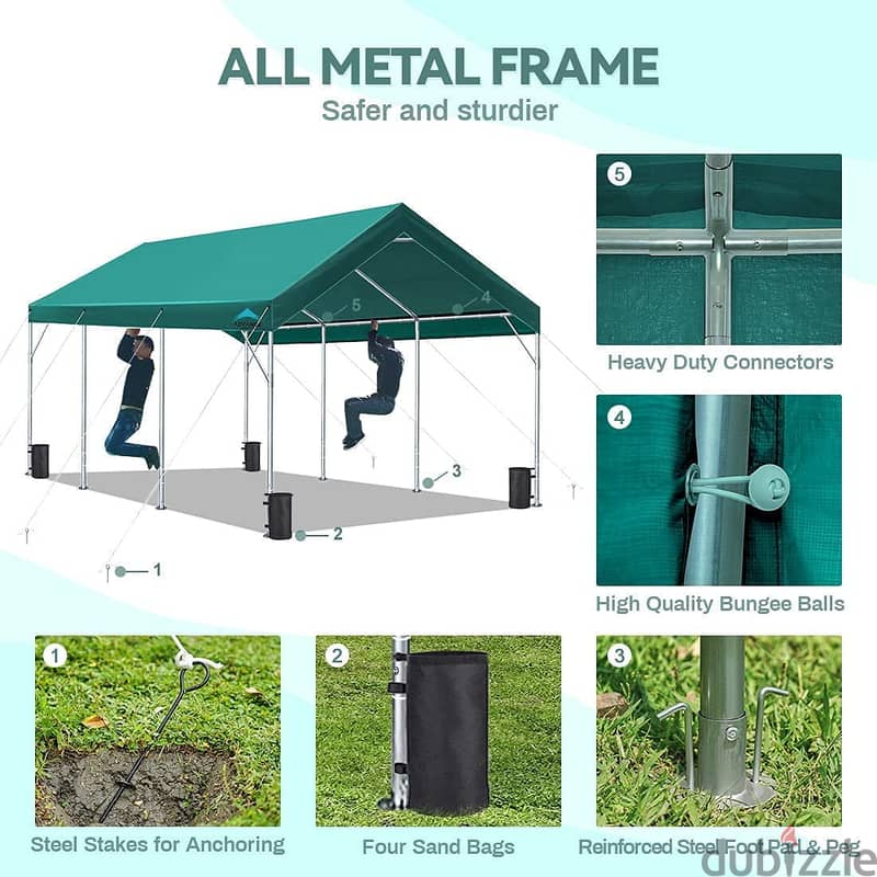 ADVANCE OUTDOOR Upgraded 10'x20' Steel Carport with Adjustable Height 3