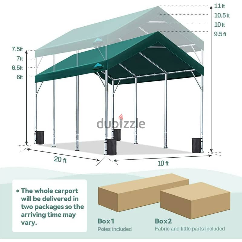 ADVANCE OUTDOOR Upgraded 10'x20' Steel Carport with Adjustable Height 5