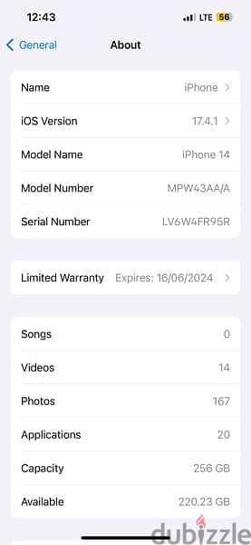IPhone 14 256gb white under warranty 6