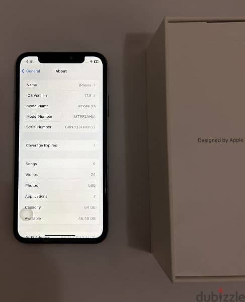 iphone xs 64 GB battery health 91% with box 10