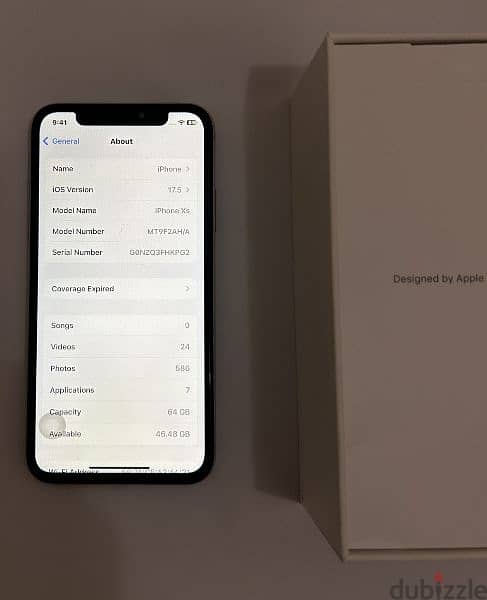 iphone xs 64 GB battery health 83% with box 10