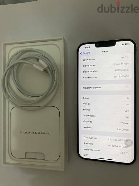 iphone 14 plus 256 GB(white) with box and 6 cases 4