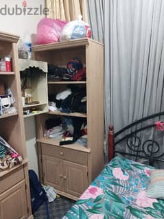 ikea 2 wooden cabinet, 1 bunk bed with mattress and 1 queen size bed