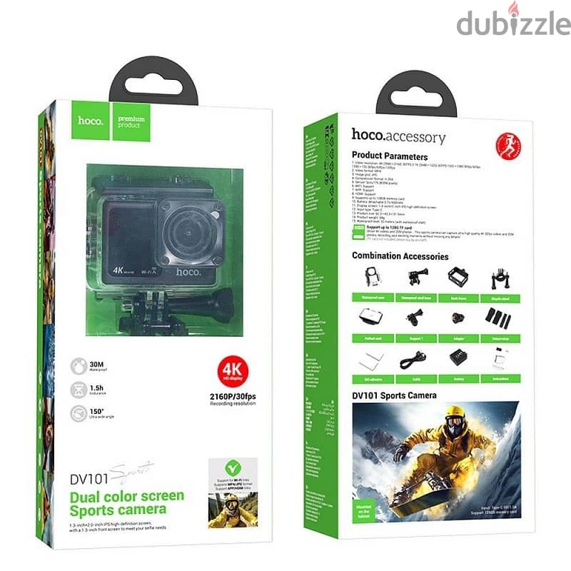 Hoco DV101 Action Camera HD (720p) Underwater (with Case) with WiFi 6