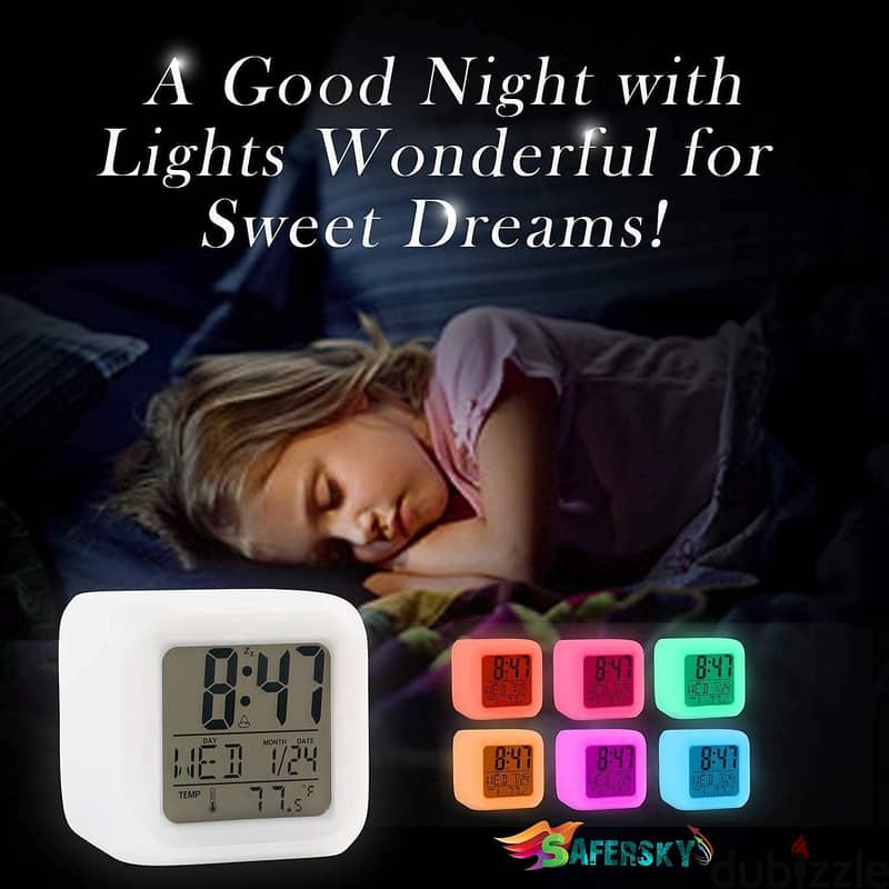 Moodicare Led Changing Digital Glowing Alarm Clock With Calendar 3