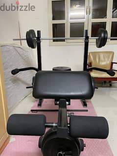 Wansa Fitness Exercise Bench With 50kg Weight Plates - Black