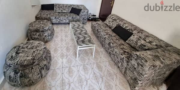 Sofa set for sale for 55kd. Price is negotiable. Barely used.