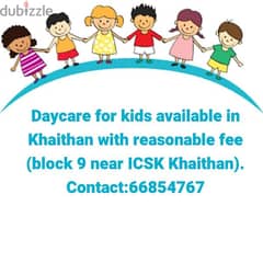 Daycare available in khaithan block 9. near to icsk