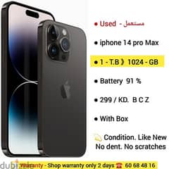 iphone 14 pro Max.  . . 1 - T. B. . . . . 1024 - GB