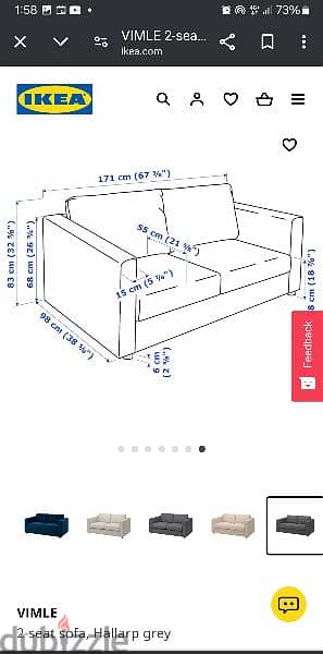 IKEA sofa set 2seater(vimle brand)washable sofa fabric For Urgent Sale 1