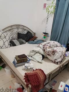 king size iron cot with bed for sale