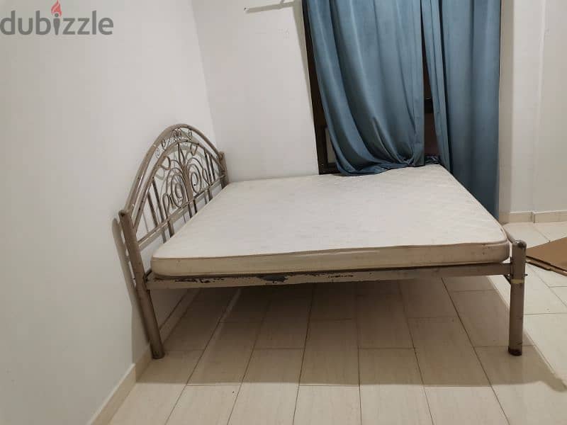 king size iron cot with bed for sale 1