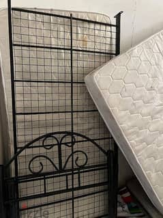 Metal bed single(90cm)+Mattress +Queen size mattress