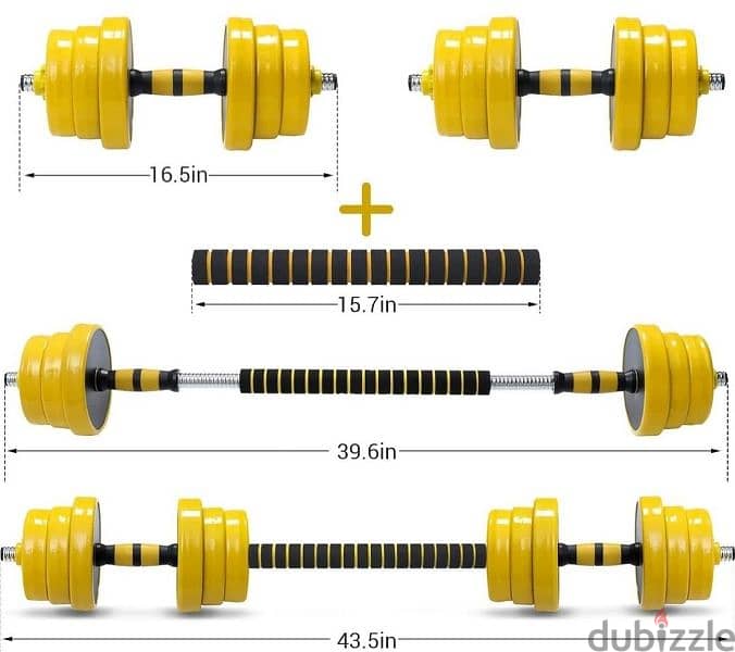 20 kg dumbbells new only silver cast iron with the bar connector 15