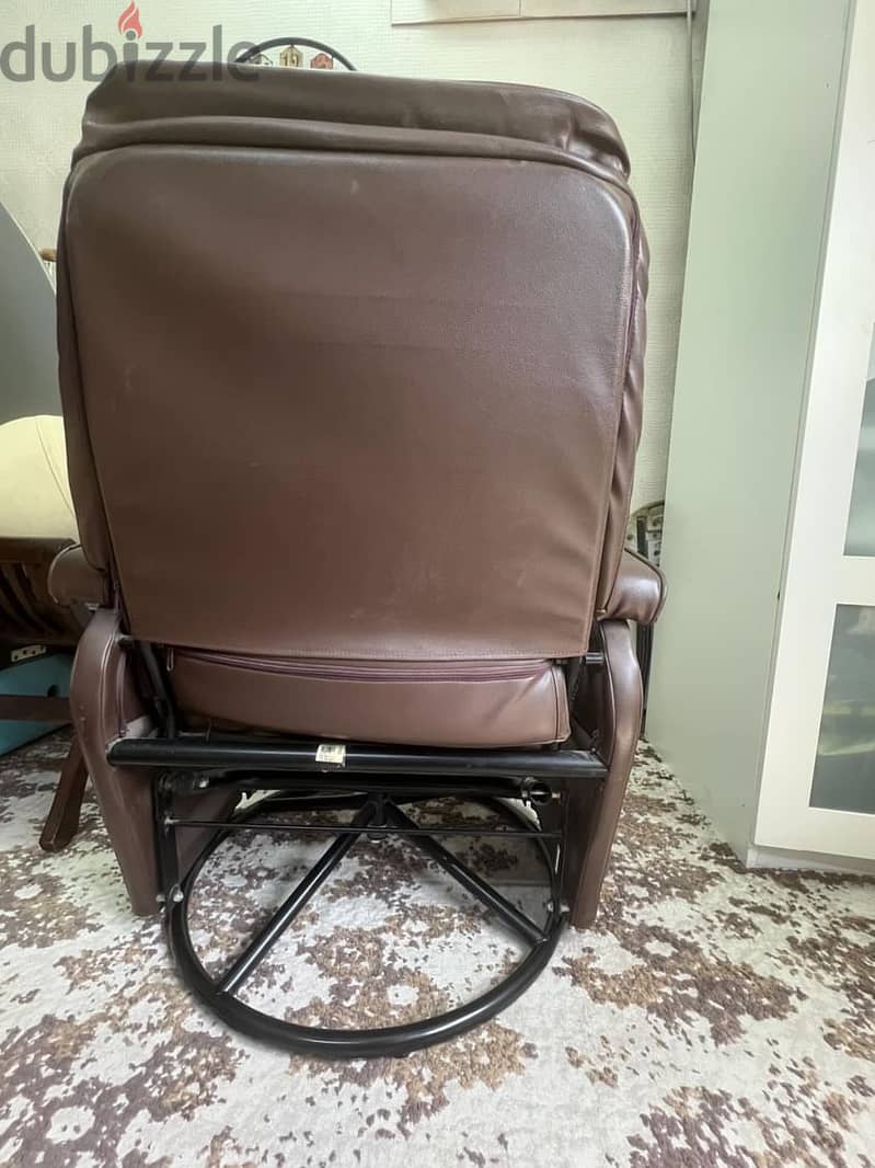 Arm recliner swivel chair,dark brwon leather chair 1