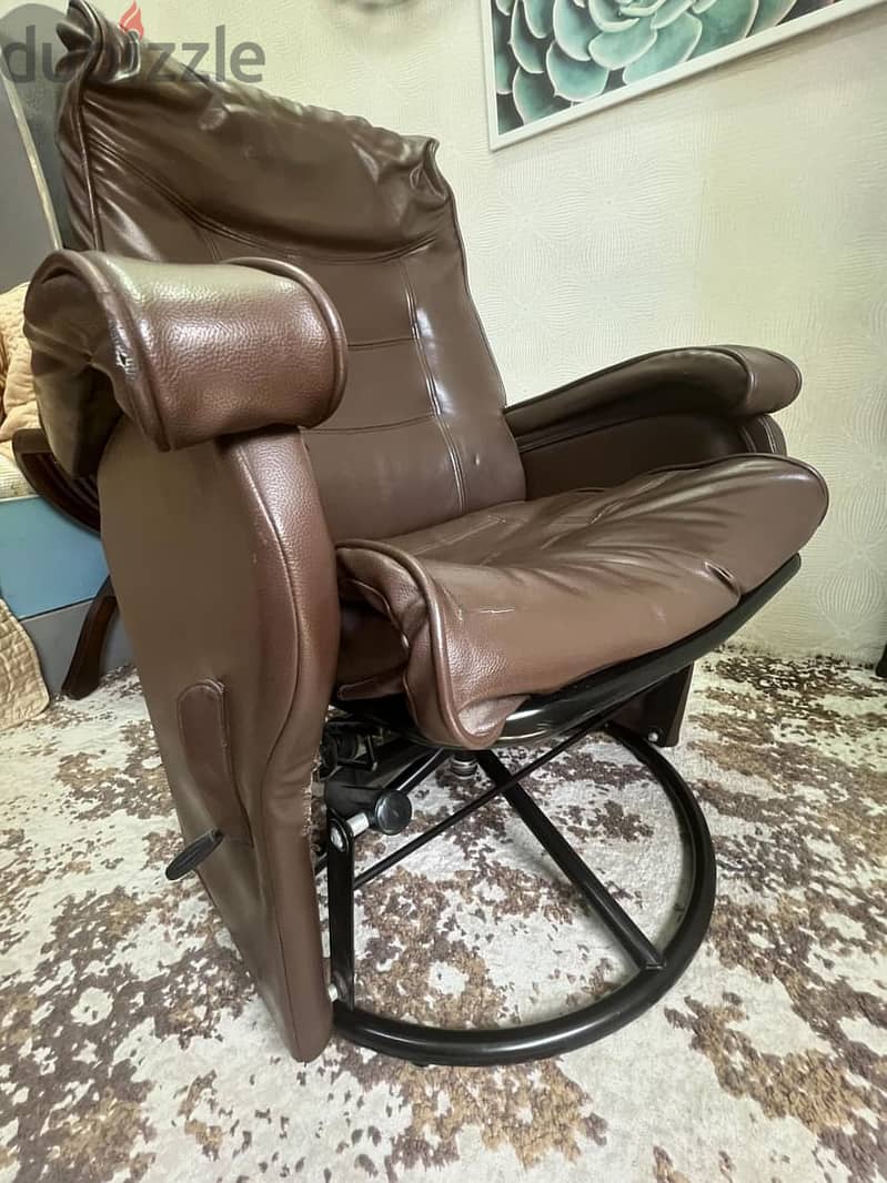 Arm recliner swivel chair,dark brwon leather chair 2