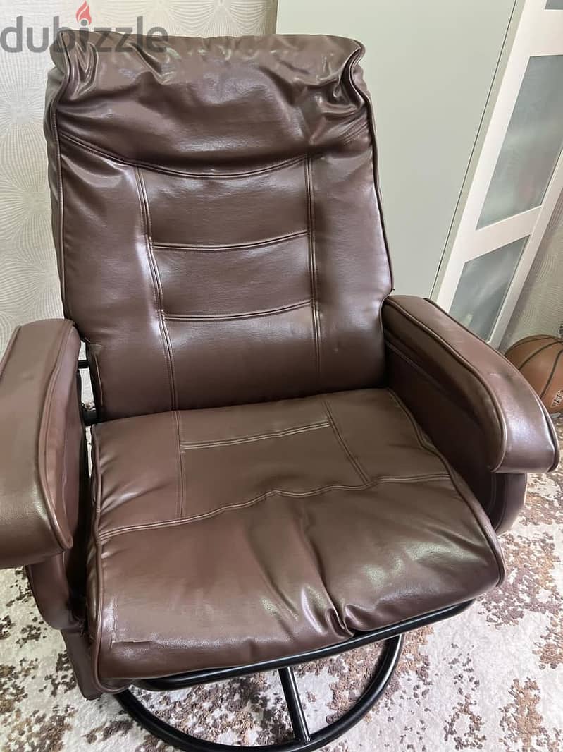Arm recliner swivel chair,dark brwon leather chair 3