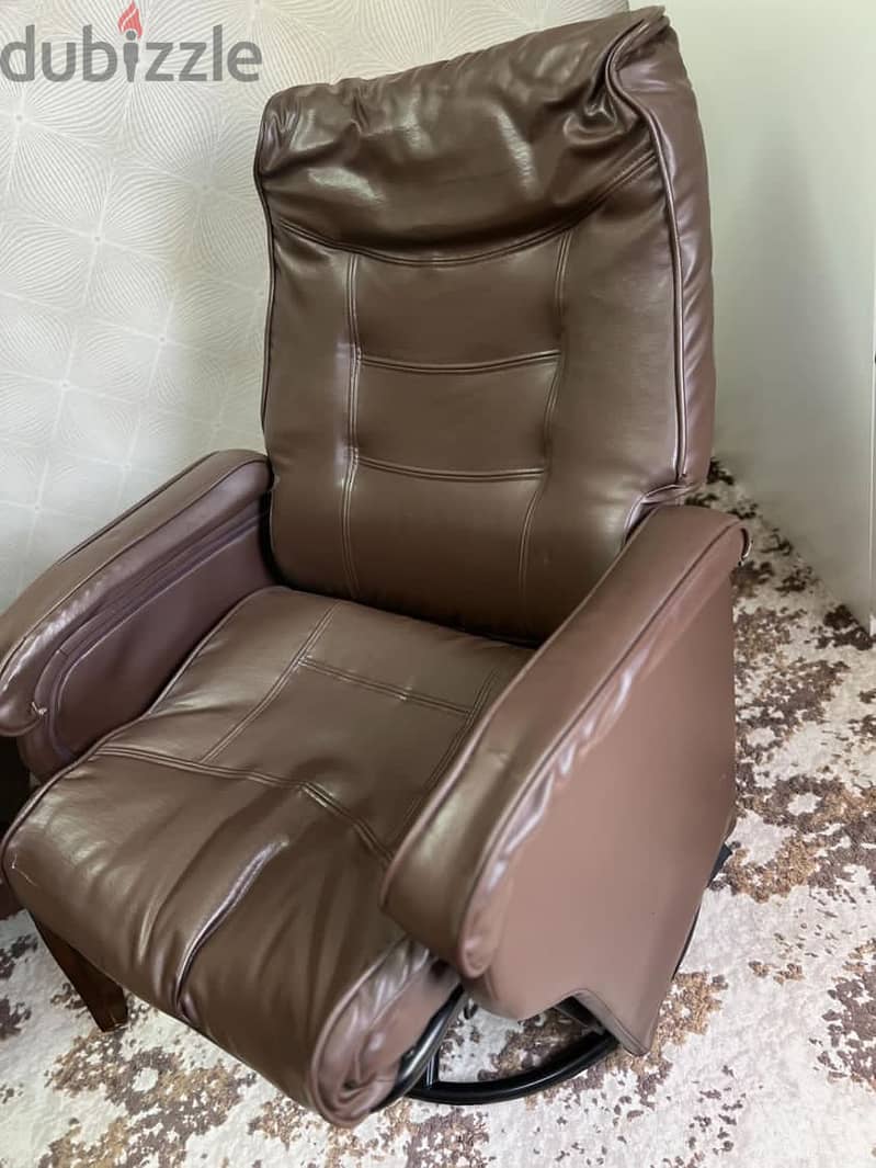 Arm recliner swivel chair,dark brwon leather chair 4