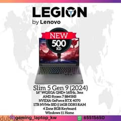 Lenovo Legion Slim 5, 16" 2K+ 165Hz, RTX 4070